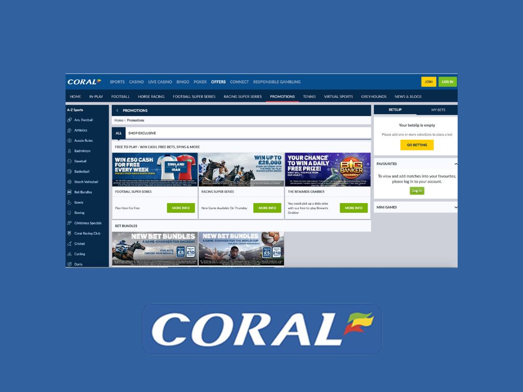 Sports betting on Coral site